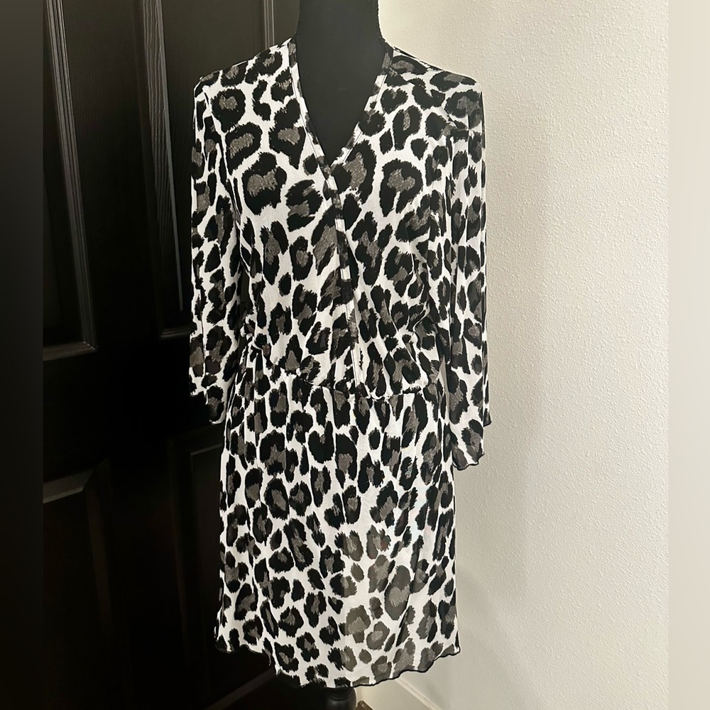 Sheer Leopard Black Gray Swim Coverup Dress Jordan Taylor XL
